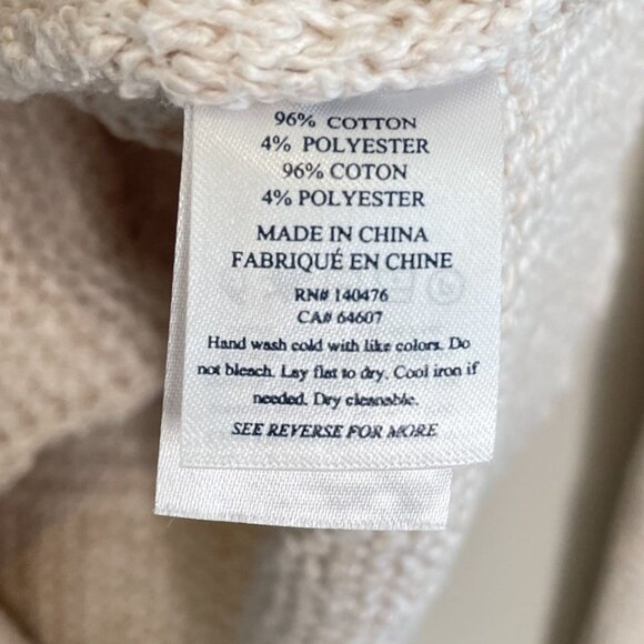 Faherty Cream Knit Pullover Sweater With Hood & V-Neck, M - Picture 8 of 10